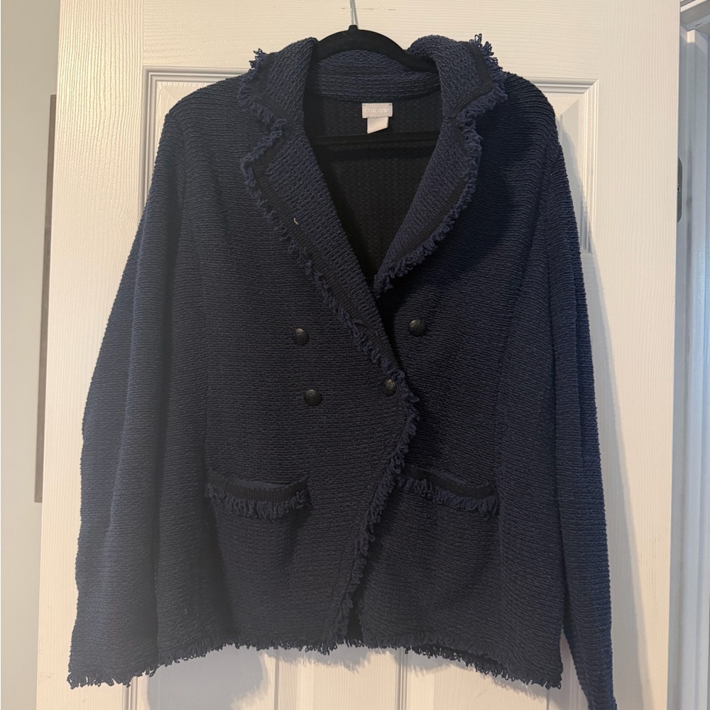 Chico's Textured Navy Blazer